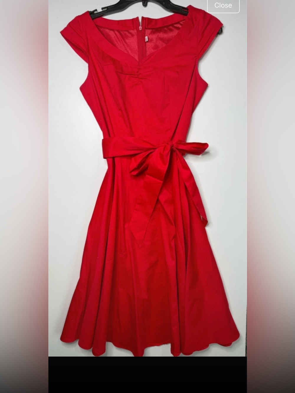 Red Tie-Waist Fit & Flare Dress